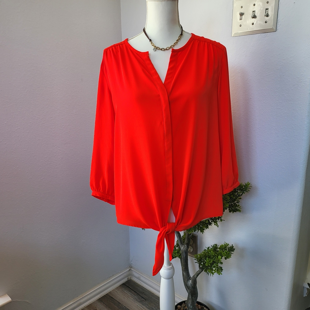 Peter Nygard Women's Red Blouse with Tie Front